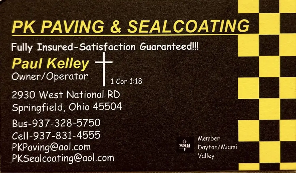 PK Paving & Seal Coating Business Card